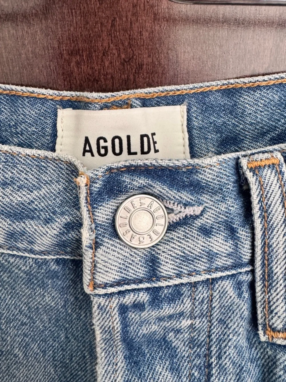 Agolde Light Blue High-Rise Denim Cutoff Shorts - Picture 6 of 8